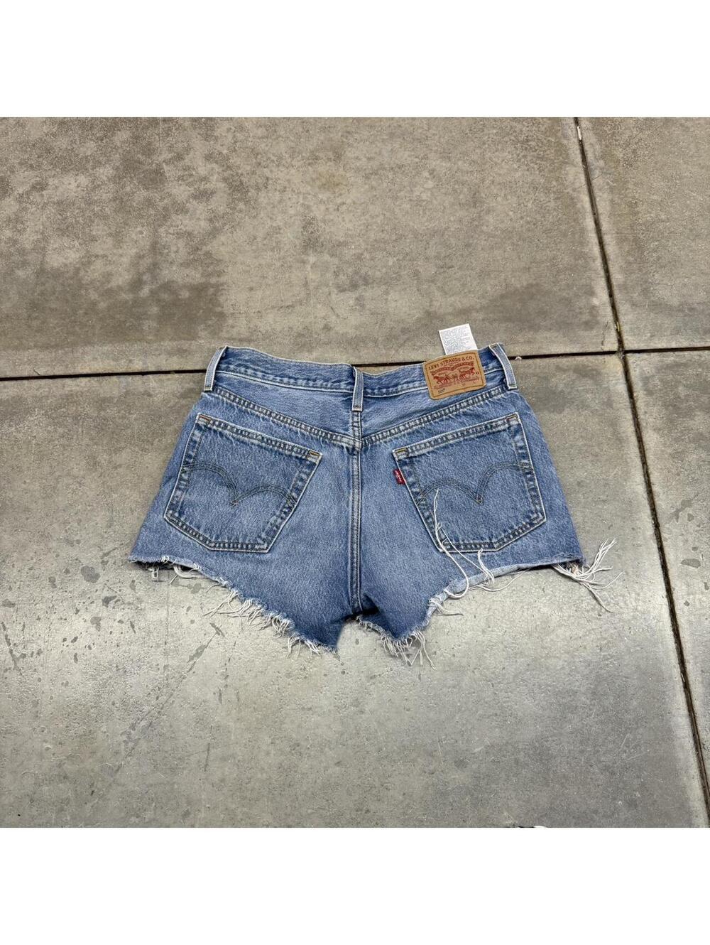 vintage levis cut off faded blue denim jean shorts jorts size 27 WOMENS